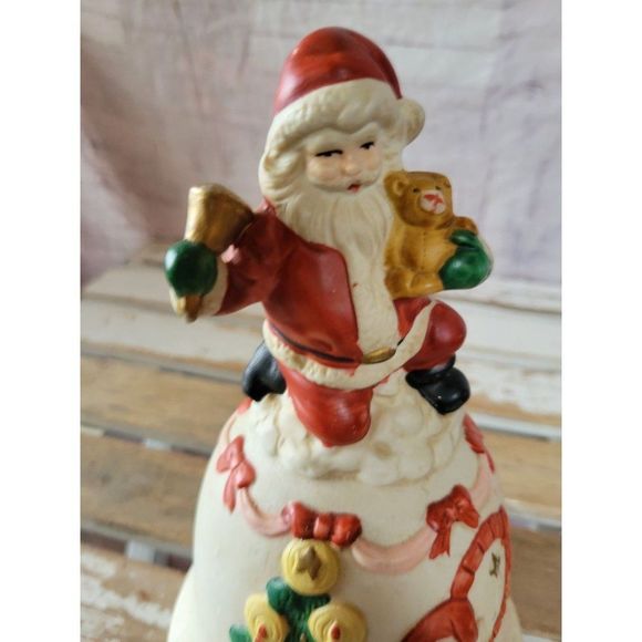 Porcelain vintage Santa Bell Xmas decor tree - Picture 6 of 9